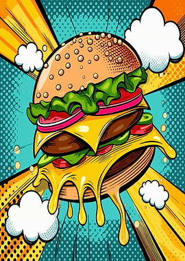 Pop Art Burger Illustration