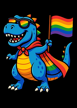 Pride Dinosaur Cartoon Illustration