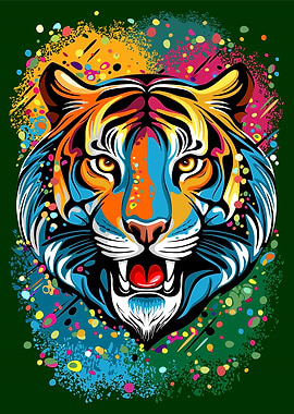 Colorful Tiger Head Illustration