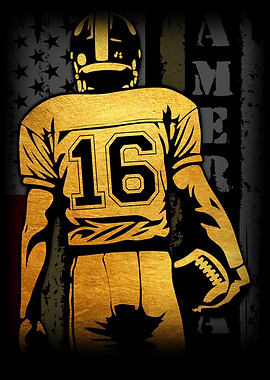 American Football Player with USA Flag