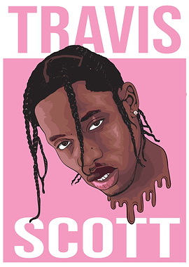 Travis Scott Portrait Pink Background