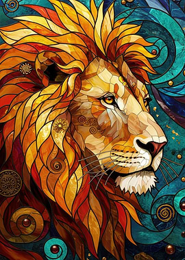 Stained Glass Lion