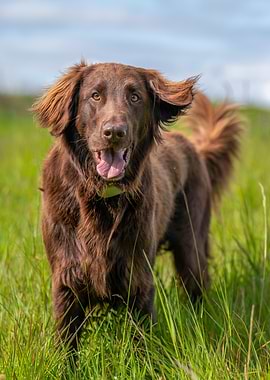 Happy Brown Dog in Green Field