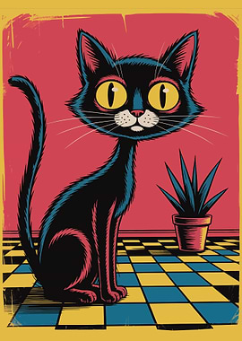 Stylized Black Cat Illustration