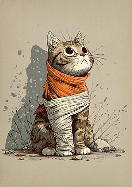 Injured Cat Bandages Scarf