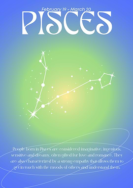 Pisces Zodiac Sign Constellation Art