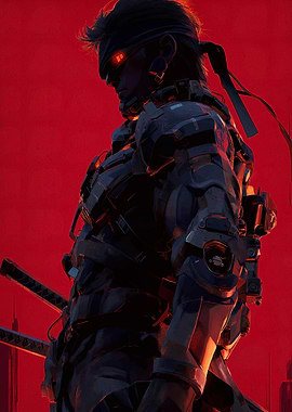 Cyberpunk Warrior with Swords