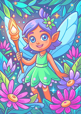 Cute Fairy Cartoon Illustration