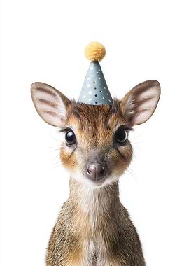 Cute Chevrotain with Party Hat