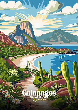 Galapagos National Park Ecuador Travel Poster