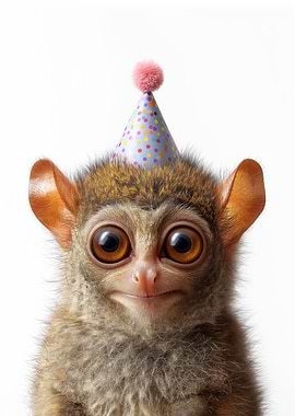 Cute Tarsier with Party Hat