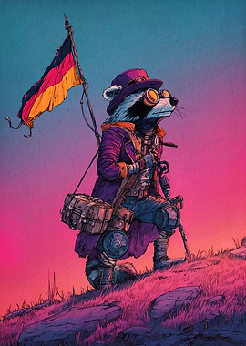 Steampunk Raccoon with German Flag