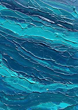 Abstract Blue and Teal Textured Painting