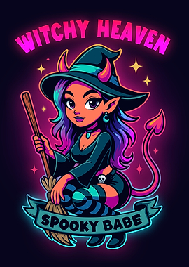 Witchy Heaven Spooky Babe Illustration