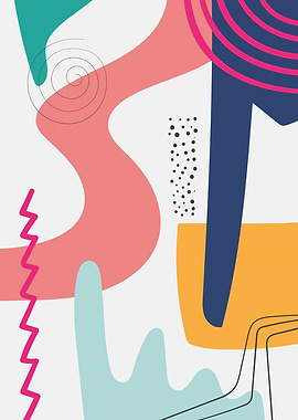 Colorful Abstract Shapes on White Background