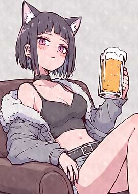 Anime Cat Girl Beer