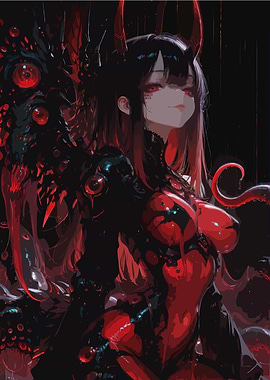 Red and Black Anime Demon Girl