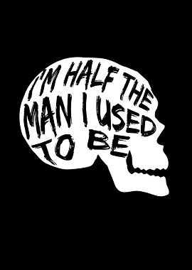 Half the Man Skull Text Art
