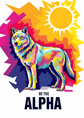 Colorful Wolf Pop Art Illustration