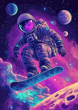 Astronaut Snowboarding in Space