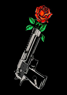 Gun and Rose Illustration