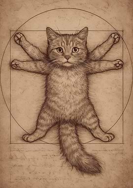 Vitruvian Cat Drawing