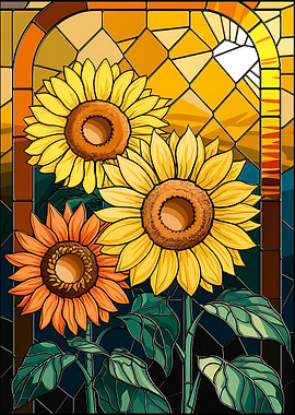 Stained Glass Sunflower Arrangement