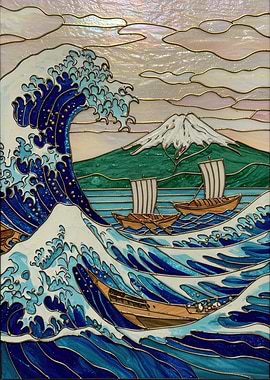 Stained Glass Great Wave