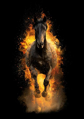 Black Horse with Fire Explosion