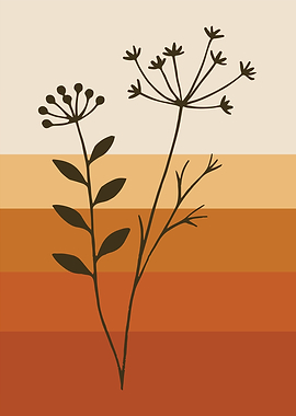 Minimalist Floral Art with Earth Tones