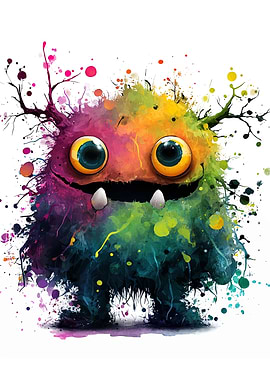 Colorful Watercolor Monster Illustration