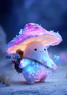 Cute Glowing Mushroom Character