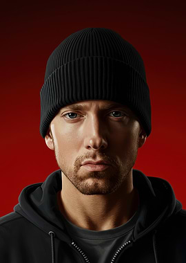 Eminem Portrait with Black Beanie