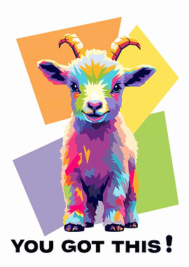 Colorful Goat Pop Art Illustration