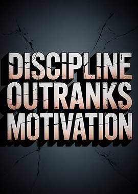 Discipline Outranks Motivation Text Art