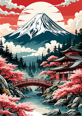 Mount Fuji and Cherry Blossoms