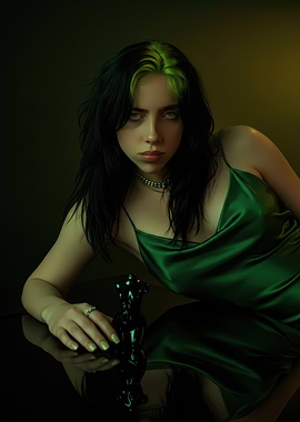Billie Eilish in Green Dress