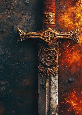 Ornate Sword on fire