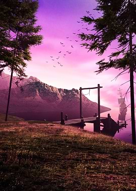 Pink Sunset Landscape