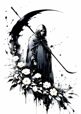 Grim Reaper with Flowers