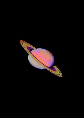 Colorful Saturn Planet Digital Art