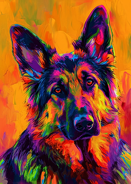 Colorful German Shepherd Portrait
