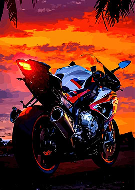 Motorcycle at Sunset