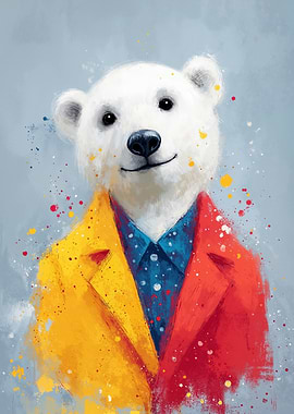 Polar Bear in Colorful Suit