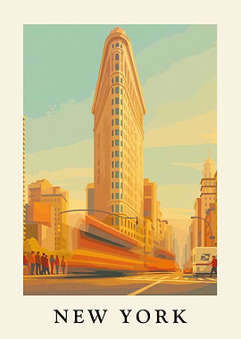 New York City Flatiron Building Illustration