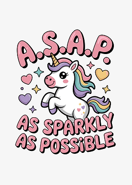 Sparkly Unicorn Cartoon with Text