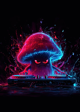 Mushroom DJ in Neon Lights
