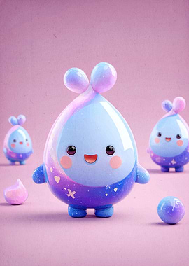 Cute Water Drop Character Illustration