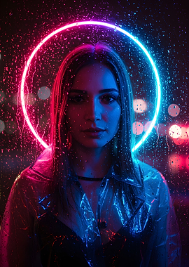 Neon Portrait in the Rain