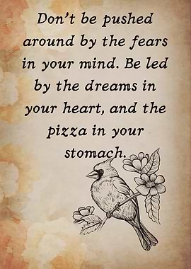 Inspirational Quote with Bird and Flowers